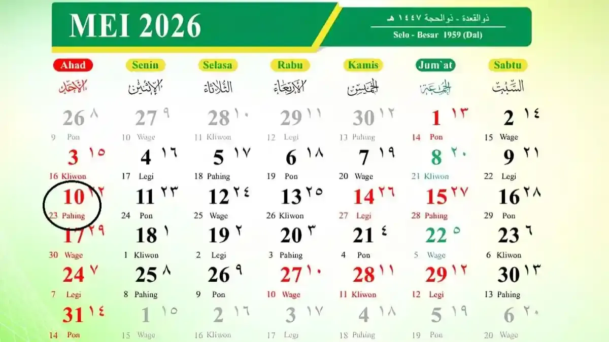 Hari apa tanggal 10 Mei 2026?